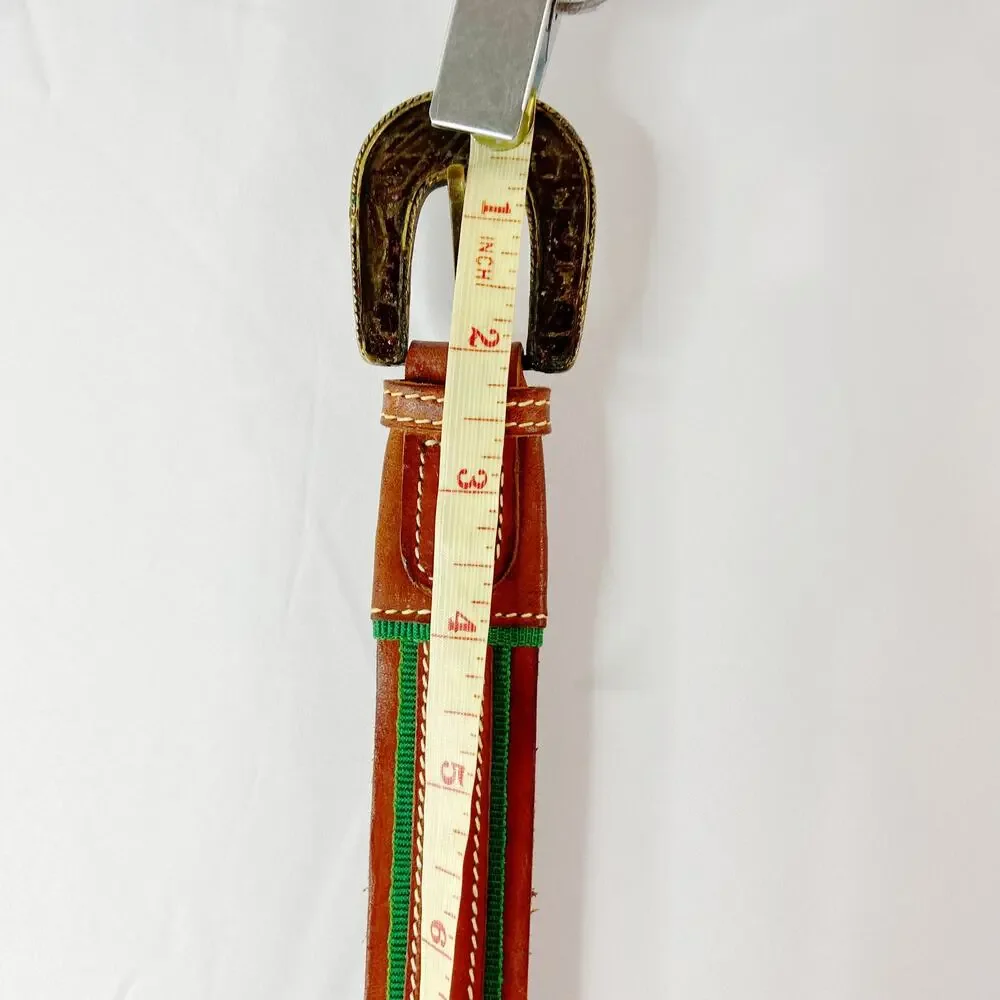 Italian Leather Belt With Green Accents Size Large